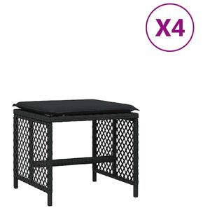 vidaXL Zahradn&iacute; stoličky s podu&scaron;kami 4 ks čern&eacute; 41x41x36 cm polyratan