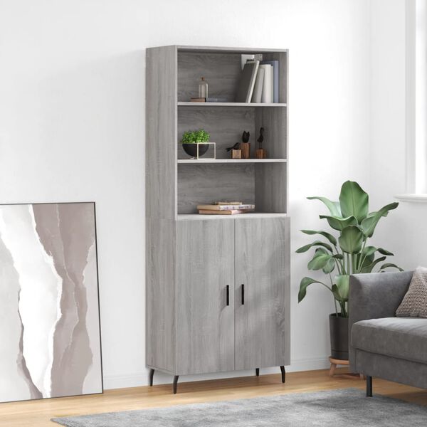 vidaXL Skř&iacute;ň highboard &scaron;ed&aacute; sonoma 69,5 x 34 x 180 cm kompozitn&iacute; dřevo