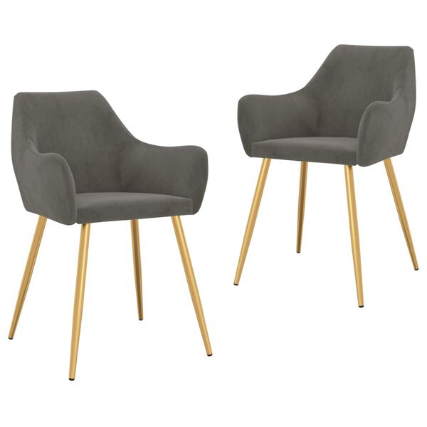 vidaXL J&iacute;deln&iacute; židle 2 ks tmavě &scaron;ed&eacute; samet