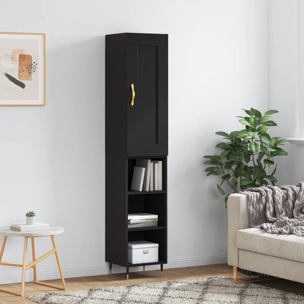 vidaXL Skř&iacute;ň highboard čern&aacute; 34,5 x 34 x 180 cm kompozitn&iacute; dřevo