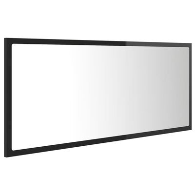 vidaXL LED koupelnové zrcadlo černé vysoký lesk 100x8,5x37 cm akrylové