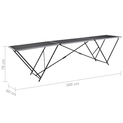 vidaXL Skládací tapetovací stůl MDF a hliník 300 x 60 x 78 cm
