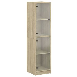 vidaXL Highboard se skleněn&yacute;mi dv&iacute;řky dub sonoma 35 x 37 x 142 cm