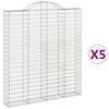 vidaXL Klenut&eacute; gabionov&eacute; ko&scaron;e 5 ks 200x30x220/240cm pozinkovan&eacute; železo