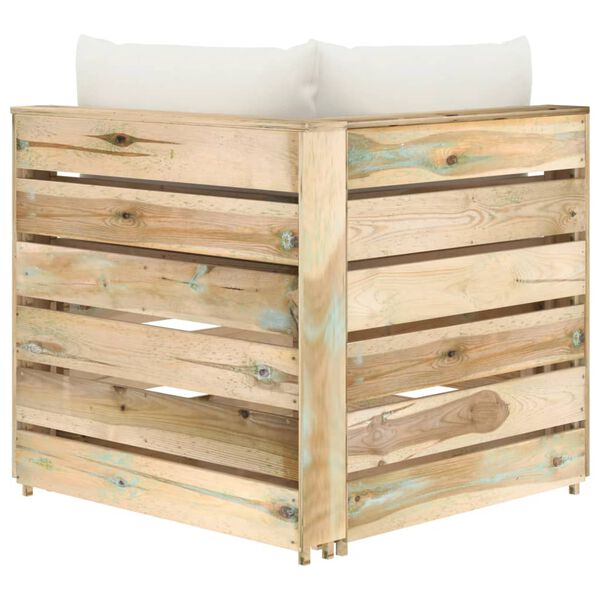 vidaXL Dílčí rohová pohovka s poduškami zeleně impregnované dřevo