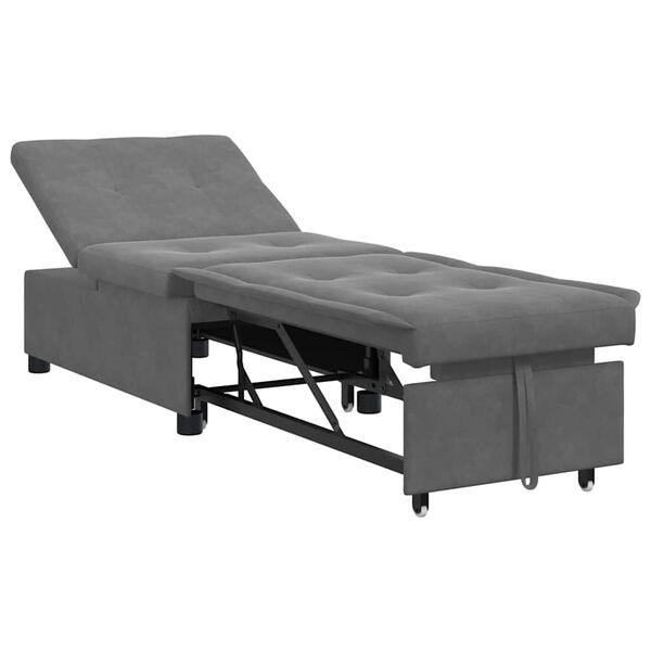 vidaXL Vysouvac&iacute; pohovka Tmavě &scaron;ed&aacute; 194 x 67 x 82 cm Mikrovl&aacute;kno