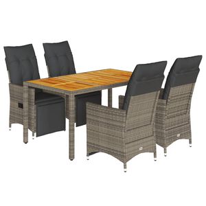 vidaXL 5d&iacute;ln&yacute; zahradn&iacute; bistro set s podu&scaron;kami &scaron;ed&yacute; polyratan