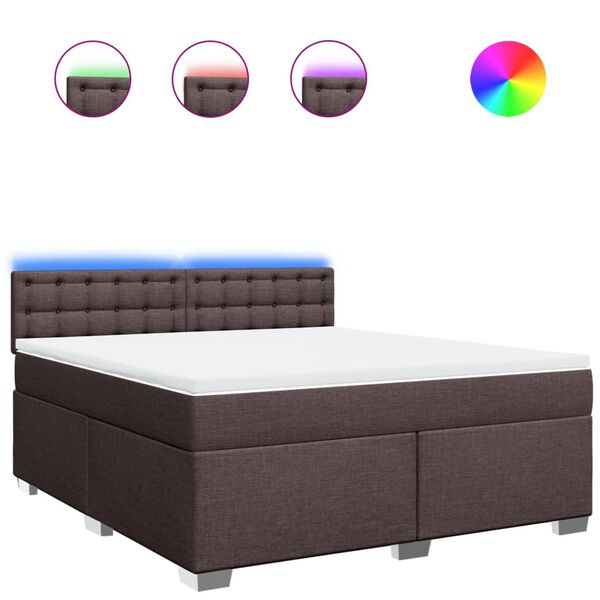 vidaXL Box spring postel s matrac&iacute; tmavě hněd&aacute; 180x200 cm textil