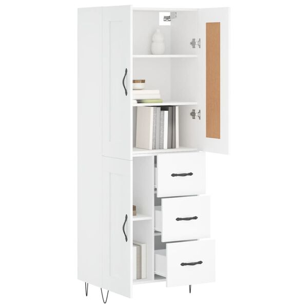 vidaXL Skř&iacute;ň highboard b&iacute;l&aacute; 69,5 x 34 x 180 cm kompozitn&iacute; dřevo