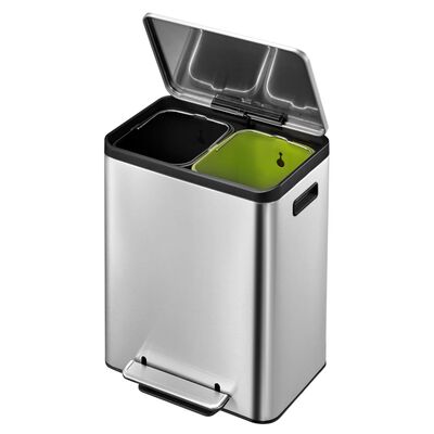 EKO Pedálový odpadkový koš EcoCasa 2x 15 l matně stříbrný