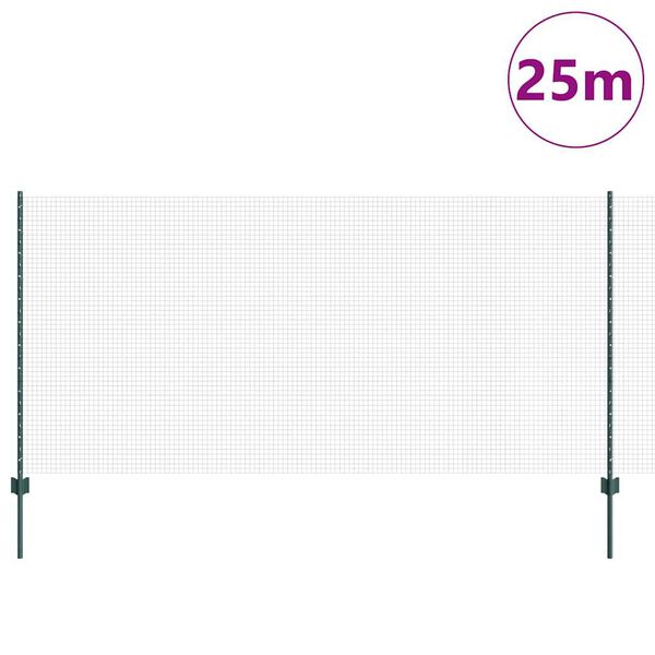 vidaXL Plot s sloupkem Zelen&aacute; 1,2 x 25 m Ocel a PVC