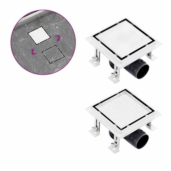 vidaXL Sprchov&yacute; odtok 2v1 vpusť do podlahy a do dlažby 15x15 cm nerez