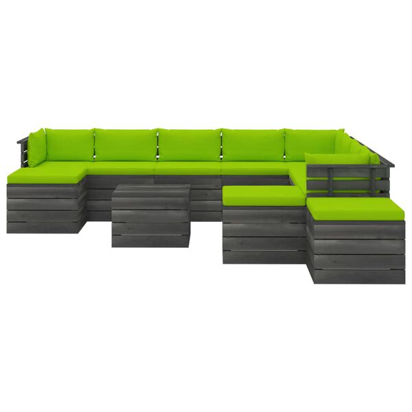 vidaXL 12d&iacute;ln&aacute; zahradn&iacute; sedac&iacute; souprava z palet + podu&scaron;ky borov&eacute; dřevo