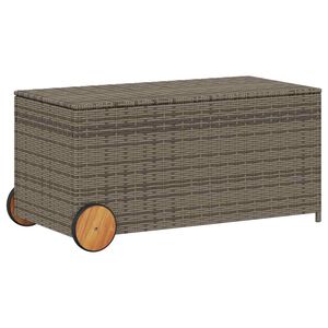 vidaXL Zahradn&iacute; &uacute;ložn&yacute; box s kolečky &scaron;ed&yacute; 190 l polyratan