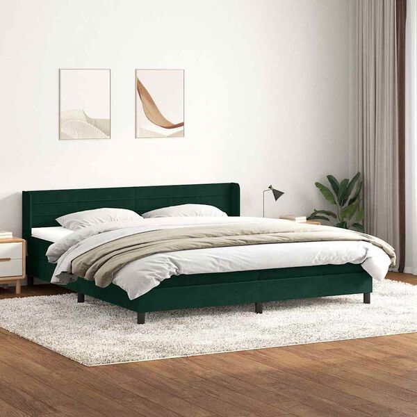 vidaXL Box spring postel s matrac&iacute; tmavě zelen&aacute; 180x220 cm samet