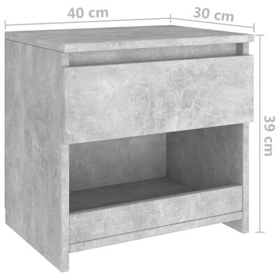 vidaXL Noční stolky 2 ks betonově šedé 40 x 30 x 39 cm dřevotříska