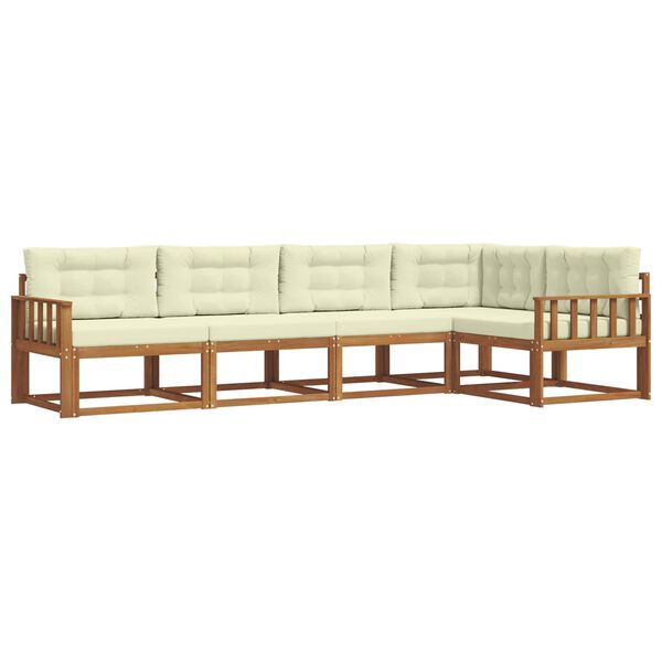 vidaXL Venkovn&iacute; pohovkov&aacute; souprava 5 pcs Přirozen&aacute; a Kr&eacute;mov&aacute;