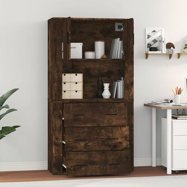 vidaXL Skř&iacute;ň highboard kouřov&yacute; dub kompozitn&iacute; dřevo