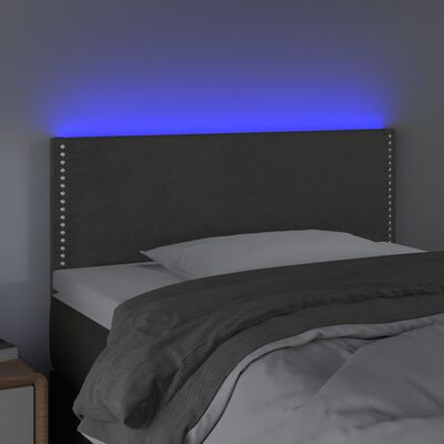 vidaXL Čelo postele s LED tmavě šedé 80 x 5 x 78/88 cm samet