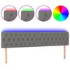 vidaXL Čelo postele s LED tmavě &scaron;ed&eacute; 200 x 7 x 78/88 cm textil