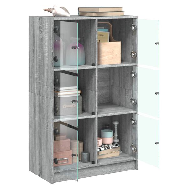 vidaXL Highboard s dv&iacute;řky &scaron;ed&yacute; sonoma 68x37x109 cm kompozitn&iacute; dřevo