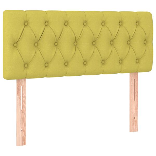 vidaXL Čelo postele s LED zelen&eacute; 90 x 7 x 78/88 cm textil