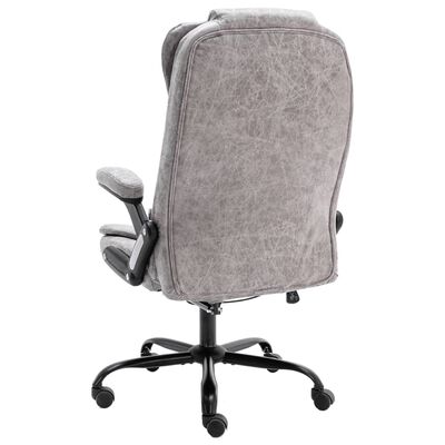 vidaXL Masážní kancelářská židle světle šedá pravá kůže