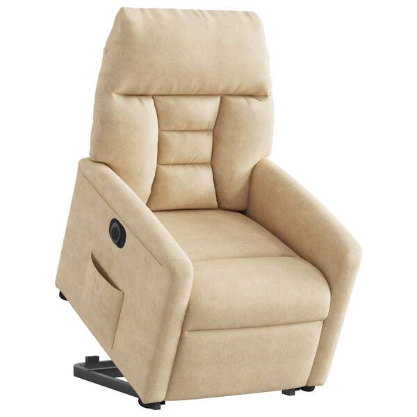 vidaXL Elektrick&eacute; zvedac&iacute; polohovac&iacute; křeslo kr&eacute;mov&eacute; mikrovl&aacute;kno