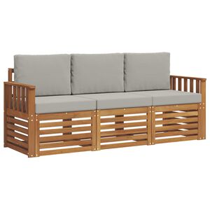 vidaXL Sedac&iacute; soupravy s pol&scaron;t&aacute;řem 3 pcs Př&iacute;rodn&iacute; a světle &scaron;ed&aacute;