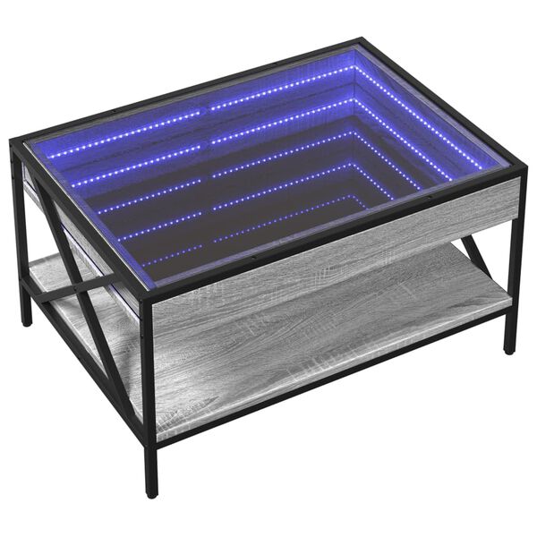 vidaXL Konferenčn&iacute; stolek s Infinity LED &scaron;ed&yacute; sonoma 70 x 50 x 38 cm