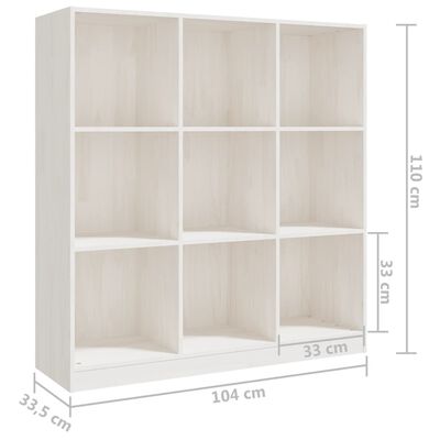 vidaXL Knihovna / dělicí stěna bílá 104x33,5x110 cm masivní borovice