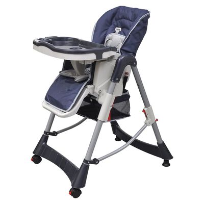 VidaXL Dětská vysoká židle výškově nastavitelná Deluxe, tmavě modrá