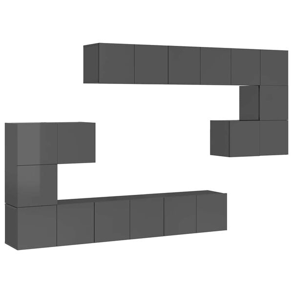 vidaXL 10d&iacute;ln&yacute; set TV skř&iacute;něk &scaron;ed&yacute; s vysok&yacute;m leskem dřevotř&iacute;ska