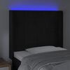 vidaXL Čelo postele s LED čern&eacute; 83 x 16 x 118/128 cm samet