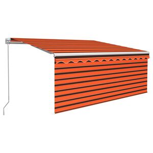vidaXL Ručně zatahovac&iacute; mark&yacute;za s roletou a LED 3,5x2,5m oranžovohněd&aacute;