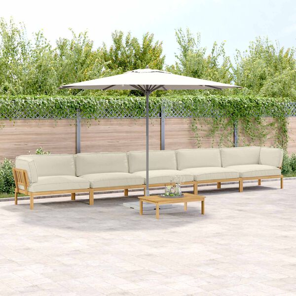 vidaXL Set pohovek s pol&scaron;t&aacute;řem 6 pcs Kr&eacute;mov&aacute; Masivn&iacute; ak&aacute;tov&eacute; dřevo