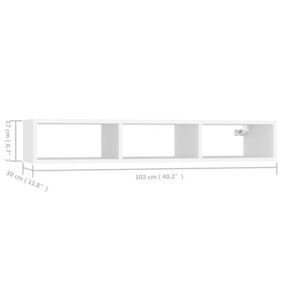 vidaXL Nástěnná police bílá 102 x 30 x 17 cm dřevotříska