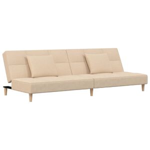 vidaXL 2m&iacute;stn&aacute; rozkl&aacute;dac&iacute; pohovka se 2 pol&scaron;t&aacute;ři kr&eacute;mov&aacute; textil