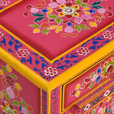 vidaXL Noční stolek z masivního mangovníku ručně malovaný růžový