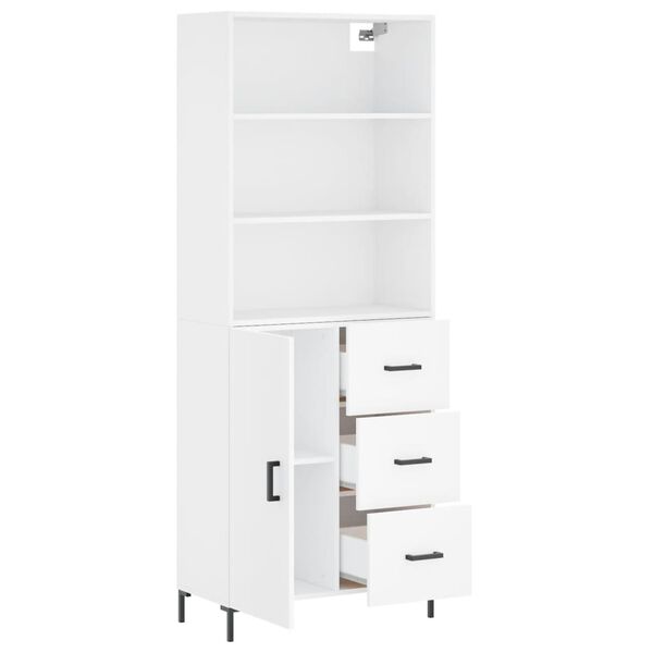 vidaXL Skř&iacute;ň highboard b&iacute;l&aacute; 69,5 x 34 x 180 cm kompozitn&iacute; dřevo