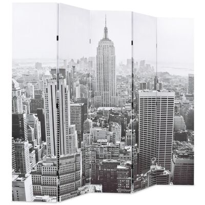 vidaXL Skládací paraván 200 x 170 cm New York by Day černobílý