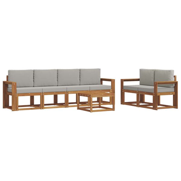 vidaXL Venkovn&iacute; pohovkov&aacute; souprava 7 pcs Př&iacute;rodn&iacute; a světle &scaron;ed&aacute;