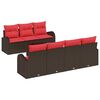 vidaXL Set pohovek 8 ks 7-Počet m&iacute;st Hněd&aacute; a červen&aacute; Polyester