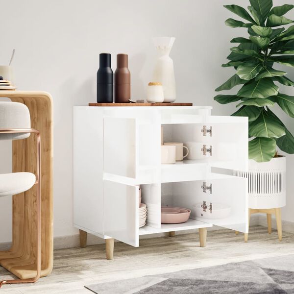 vidaXL Př&iacute;born&iacute;k b&iacute;l&yacute; s vysok&yacute;m leskem 60x35x70 cm kompozitn&iacute; dřevo