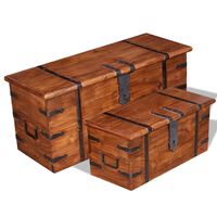 vidaXL Set dvou úložných truhel masivní dřevo