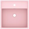 vidaXL Luxusn&iacute; umyvadlo přepad čtvercov&eacute; matn&eacute; růžov&eacute; 41x41cm keramika