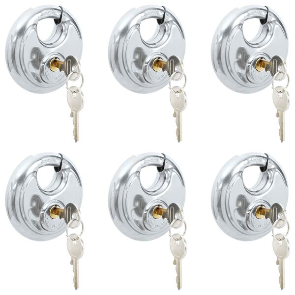 vidaXL Z&aacute;mky Discus se kl&iacute;či 6 pcs Stř&iacute;brn&aacute; 9 x 2.8 x 9 cm