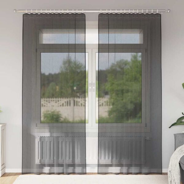 vidaXL Vo&aacute;lov&eacute; z&aacute;clony s tyčov&yacute;mi kapsami 2 ks čern&eacute;