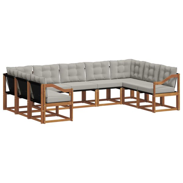 vidaXL Venkovn&iacute; pohovkov&aacute; souprava 9 pcs Př&iacute;rodn&iacute; a světle &scaron;ed&aacute;