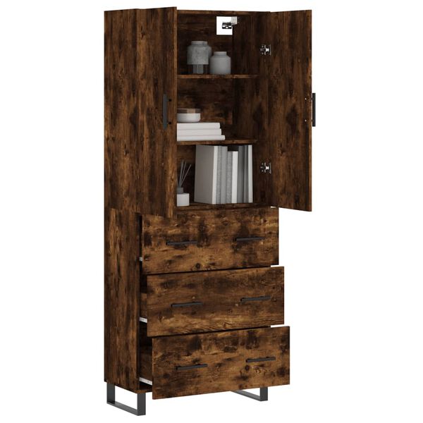 vidaXL Skř&iacute;ň highboard kouřov&yacute; dub 69,5 x 34 x 180 cm kompozitn&iacute; dřevo
